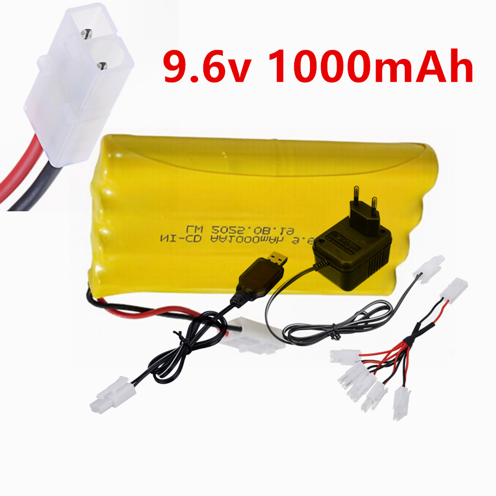 Rc Hobby Charger - แบตเตอรี่แบบชาร์จได้ Ni-CD AA 9.6v 1000mAh พร้อมปลั๊ก
