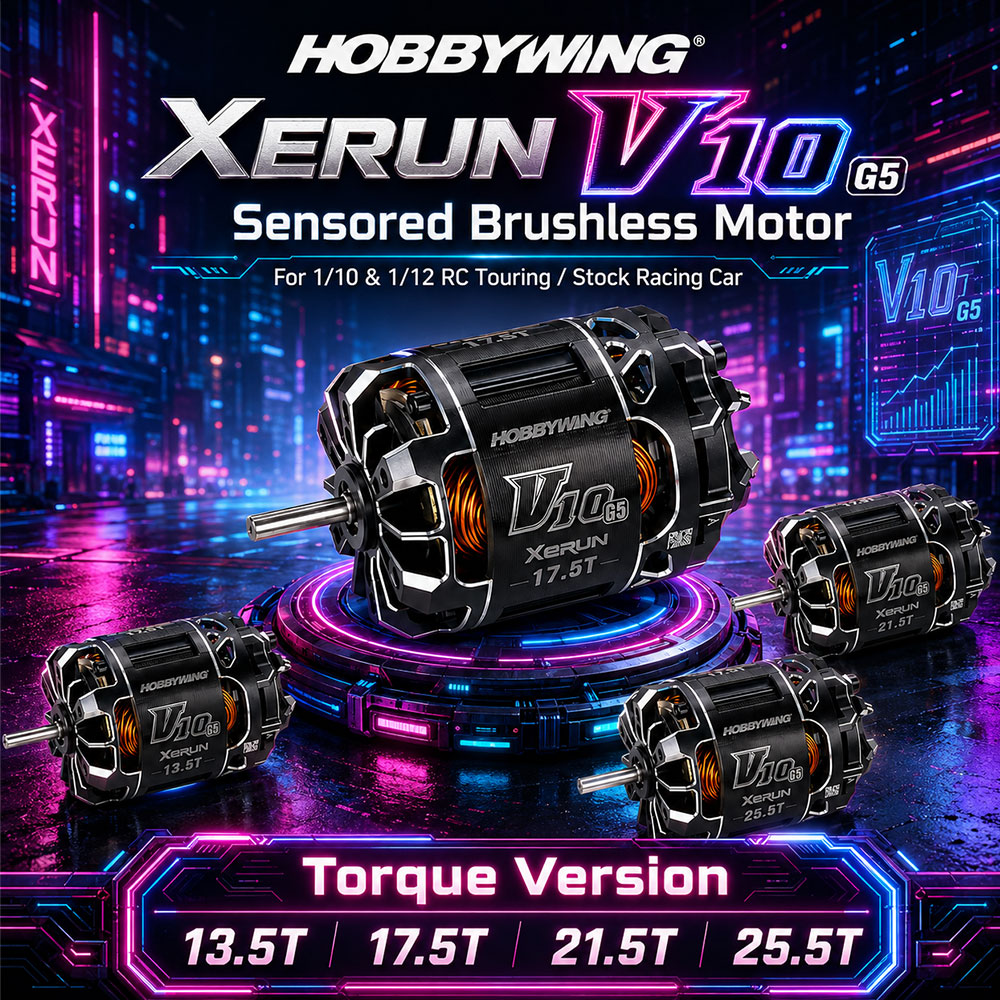Rc Hobby World - HOBBYWING XERUN V10 G5 มอเตอร์ไร้แปรงถ่านแบบมาตรฐานและแบบเซ็นเซอร์แรงบิด สำหรับรถแข่ง